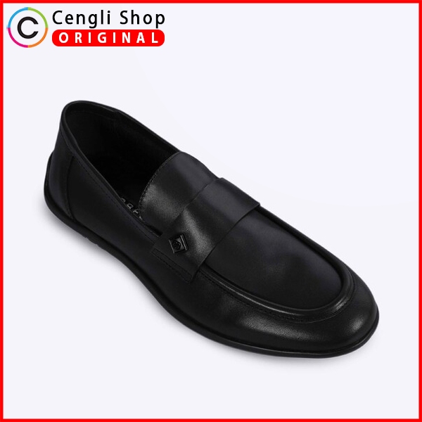 EVERBEST SEPATU LOAFER PRIA ORIGINAL KULIT ASLI ORI LOAFERS SLIP ON PANSUS ALL FULL BLACK POLOS EM60