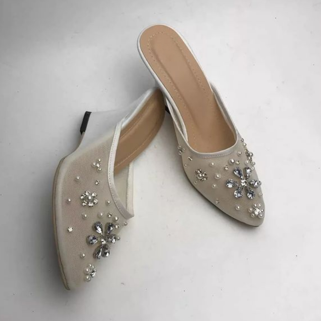 𝑾𝒆𝒅𝒅𝒊𝒏𝒈 𝑺𝒉𝒐𝒆𝒔 Sepatu Wedges 9cm Pesta Pengantin Motif Payet Mewah High Heels