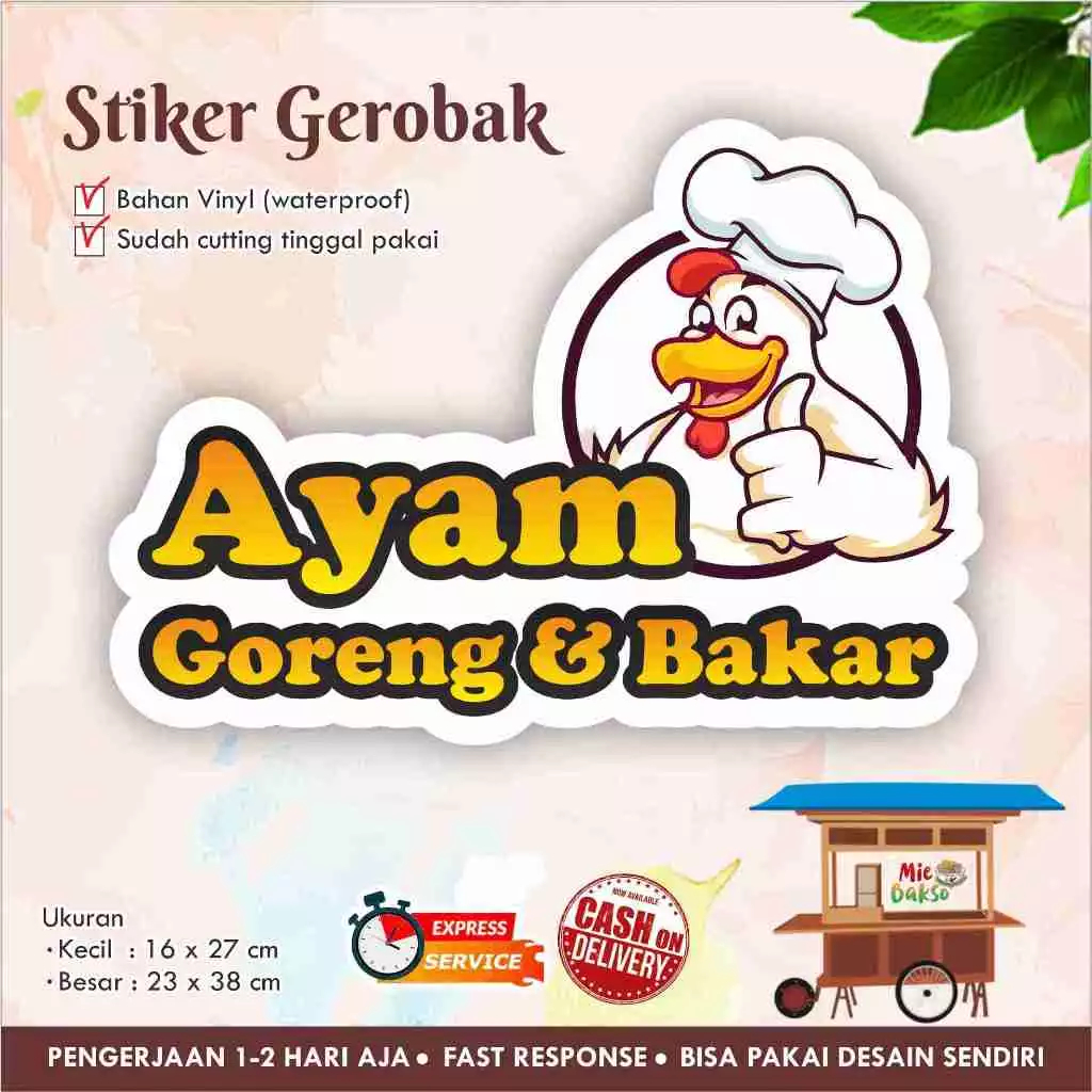 

STIKER KACA GEROBAK VINYL AYAM GORENG BAKAR / LABEL MAKANAN