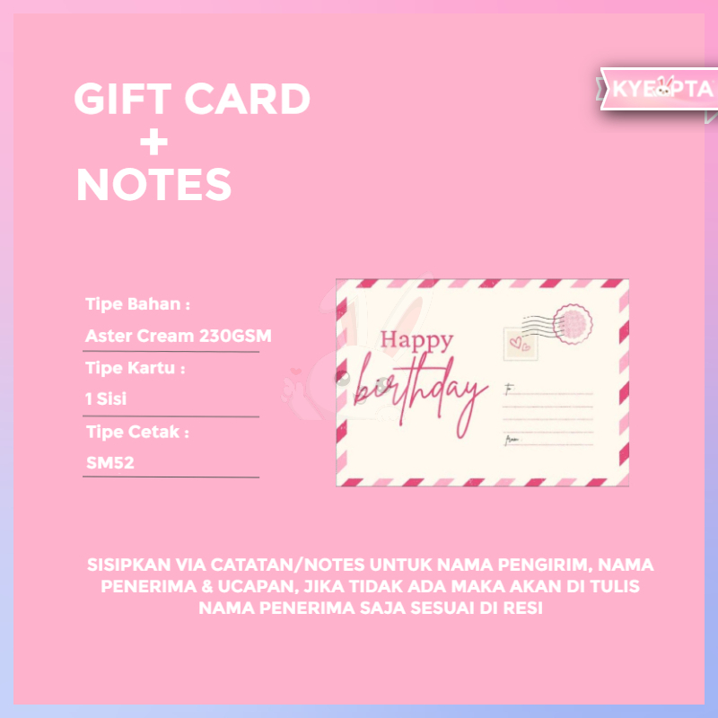 

KYEOPTA Gift Card Kartu Ucapan Tambahan Plus Notes Hadiah Kado PKG04