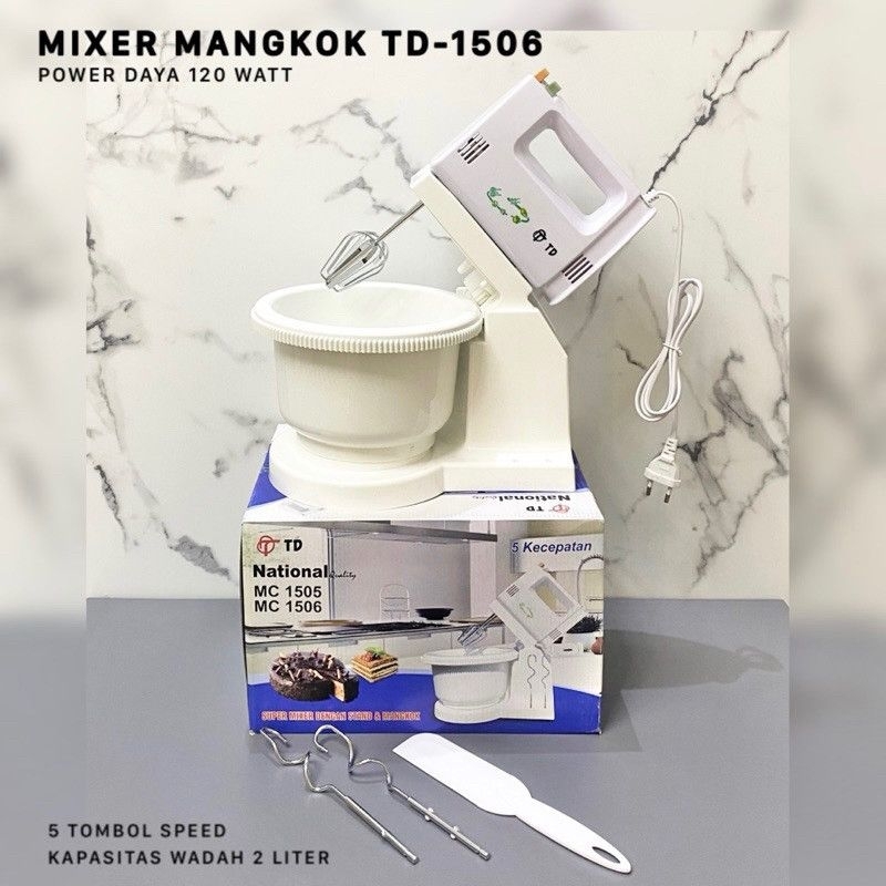 Mixer TD National MC 1506/Mixer Duduk Mangkok TD/Stand Mixer With Bowl/Stand Mixer National/Hand Mix