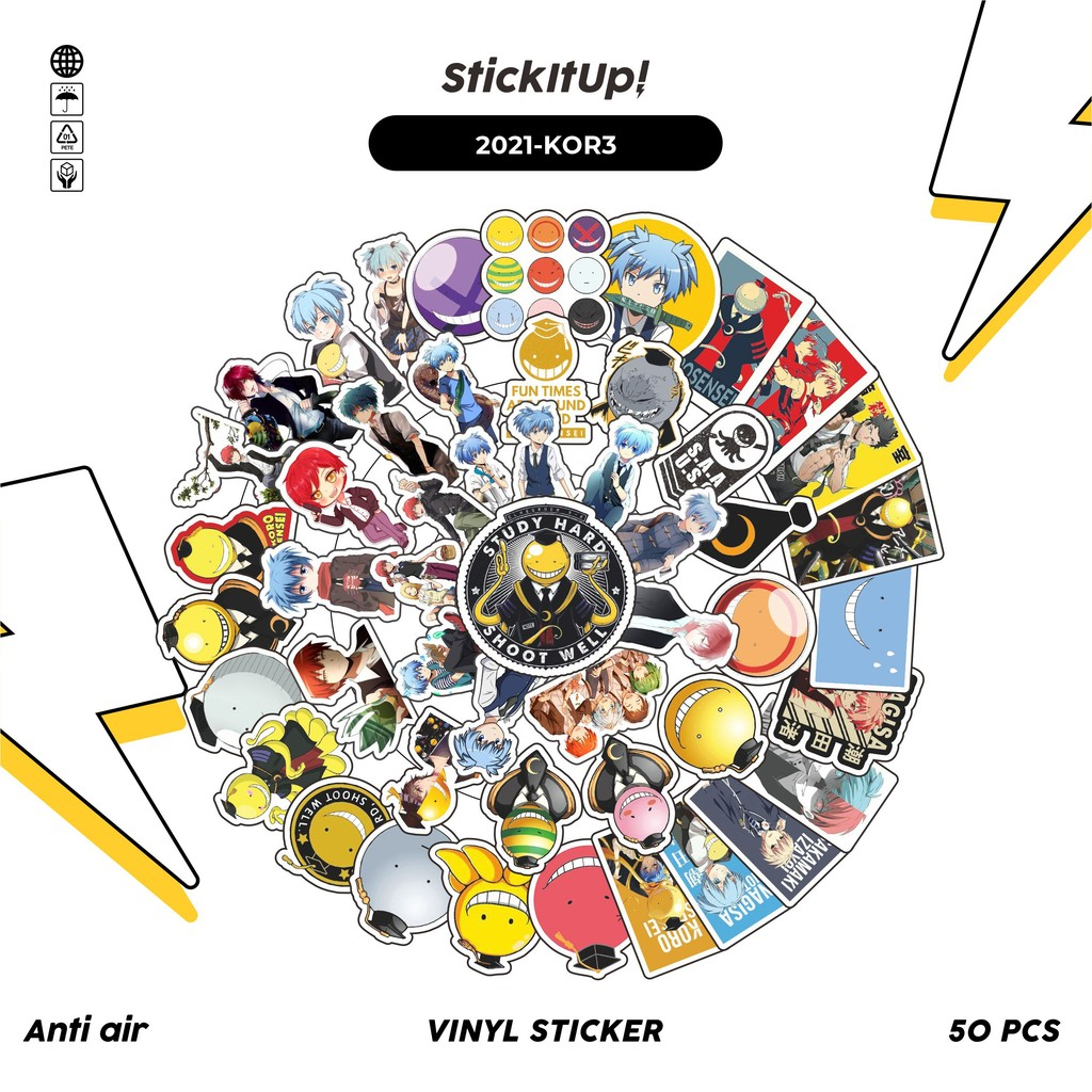 

COD✨ 50 Pcs Stiker Pack ANIME SERIES ASSASINATION CLASSROOM CHAR MIX 03 Lucu Aesthetic Vynil Waterproof untuk Freebies Sticker Buku Journal Casing HP Laptop