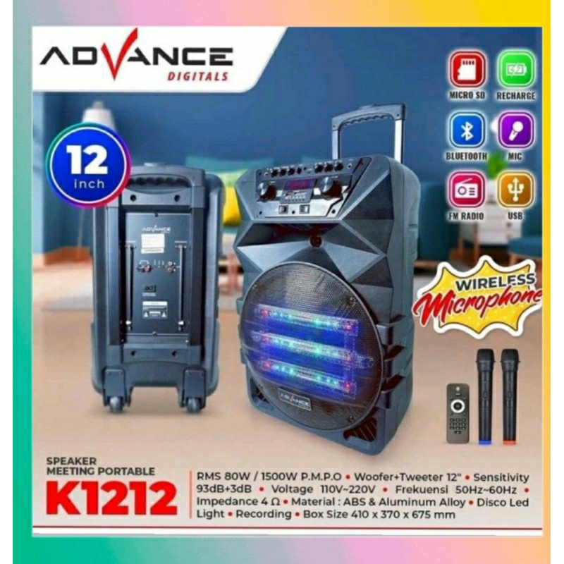 SPEAKER ADVANCE K1212/SPEAKER ADVANCE 12 INCH/ADVANCE SPEAKER K1212/SPEAKER KARAOKE BLUETOOTH