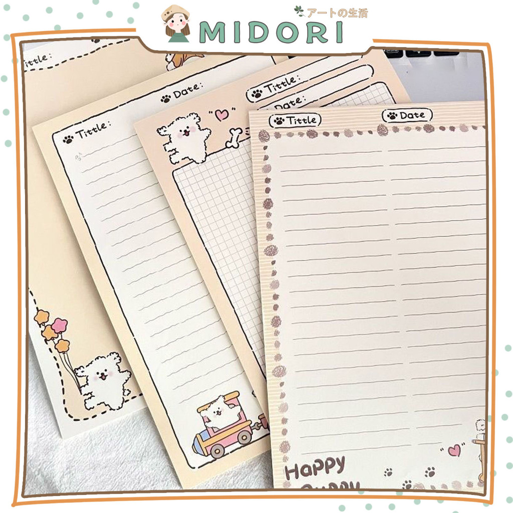 

[MIDORI] 30Lembar MEMO PAD HAPPY PUPPY Simple Note Paper Notepad - C0056