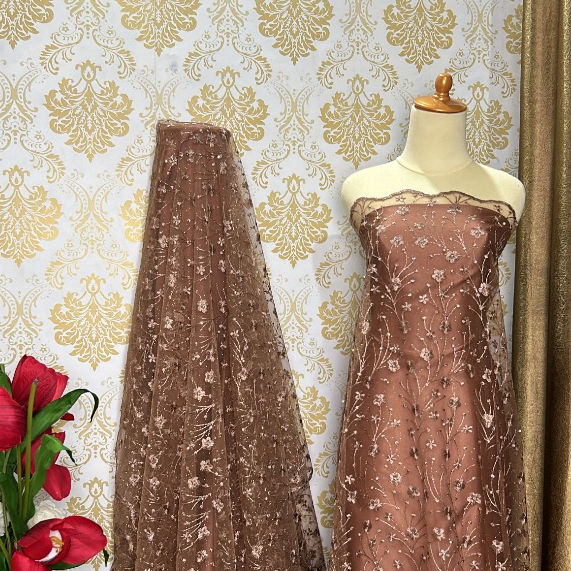 KAIN TILE AKAR PADI MUTIARA GLITER / BAHAN TILE AKAR MUTIARA /KAIN BRUKAT AKAR MUTIARA /BAHAN KEBAYA
