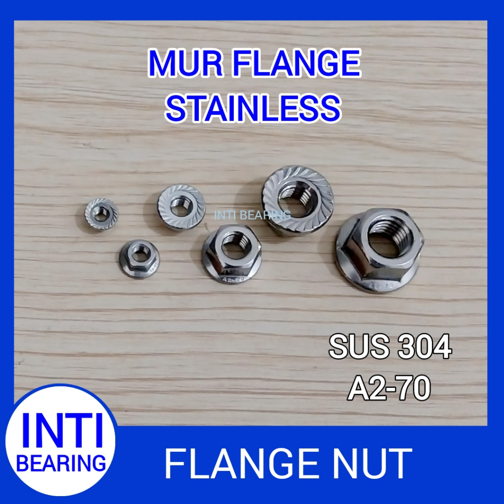 Mur Flange dan Mur Topi Stainless Ukuran M4 M5 M6