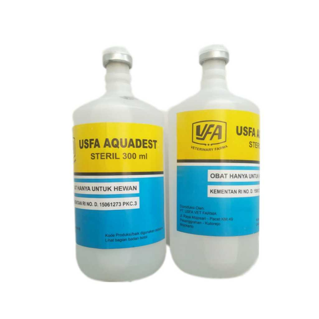 USFA / Aquadest 300 ml Injeksi Untuk Hewan & Pelarut Vaksin UNGGAS