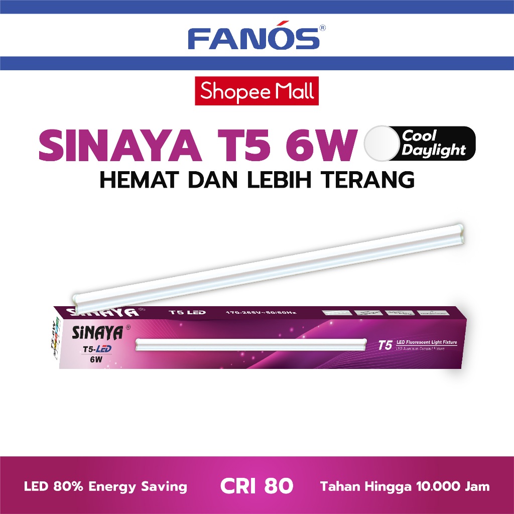 Sinaya Premium LAMPU TL LED TUBE LIGHT T5 6W Lampu LED Putih/Kuning