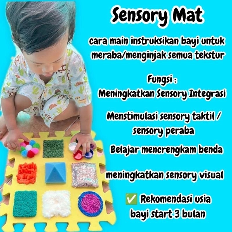 Sensory Mat Karpet Matras Sensory Sensorik Play Bayi 3 6 8 Bulan Sensory Mat 9 IN 1 Matras Sensory B
