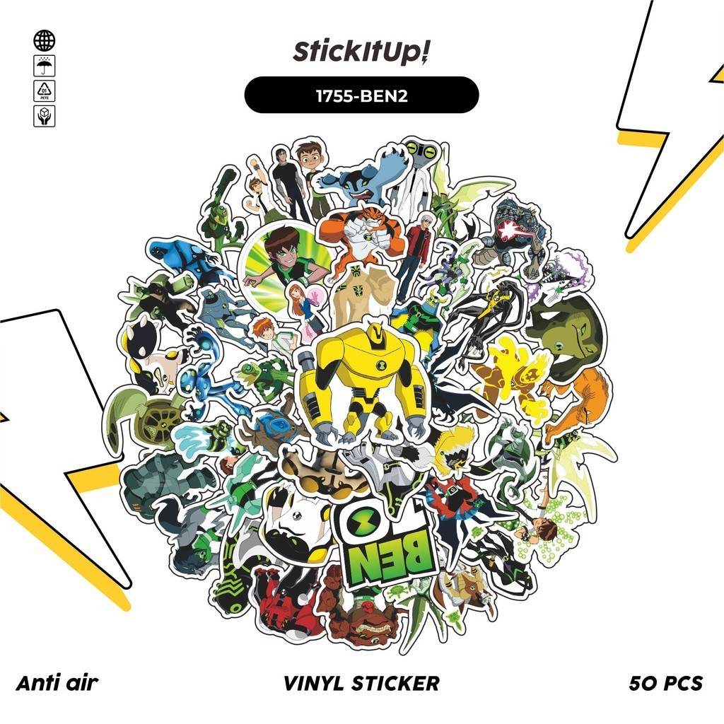

COD✨ 50 Pcs Stiker Pack BEN TEN CHARACTER MIX 02 Lucu Aesthetic Vynil Waterproof untuk Freebies Sticker Buku Journal Casing HP Laptop