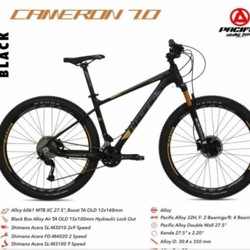 SEPEDA GUNUNG 27.5" MTB PACIFIC CAMERON 7.0 ALLOY 2X9 SPEED HIDROLIK WITH DISC BRAKE