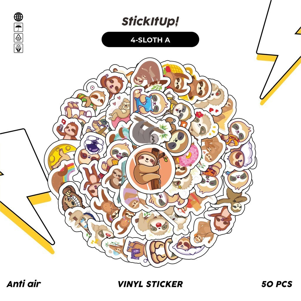 

COD✨ 50 Pcs Stiker Pack Graffiti Motif Kartun Hewan Sloth Lucu Lucu Aesthetic Vynil Waterproof untuk Freebies Sticker Buku Journal Casing HP Laptop