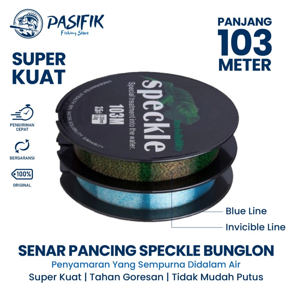 Senar Pancing Ikan Line Fishing Speckle Bunglon Senar Pancing Nilon 103M Senar Titik Tak Terlihat Ga