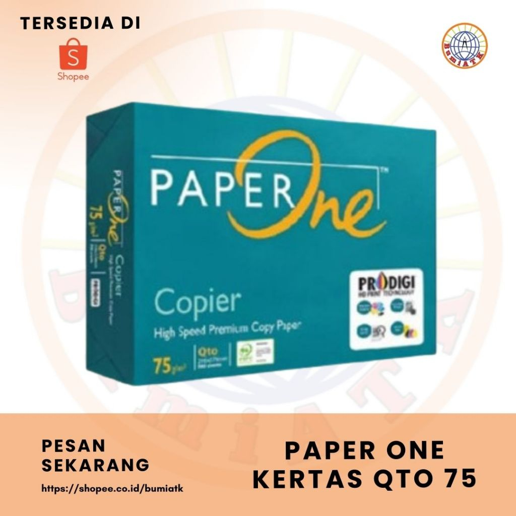 

KERTAS HVS QUARTO / HVS KWARTO / KERTAS FOTOCOPY / KERTAS PRINT / PAPER ONE QTO 75 GR ORIGINAL