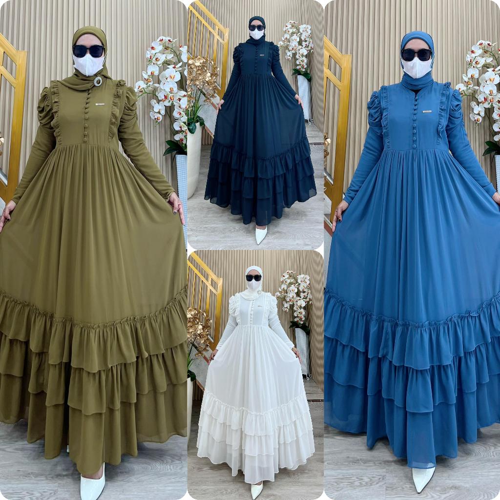 TERBARU Set Gamis Syari Kode KANZA Bahan Ceruty Babydoll Premium by Ory AjeZas Collection