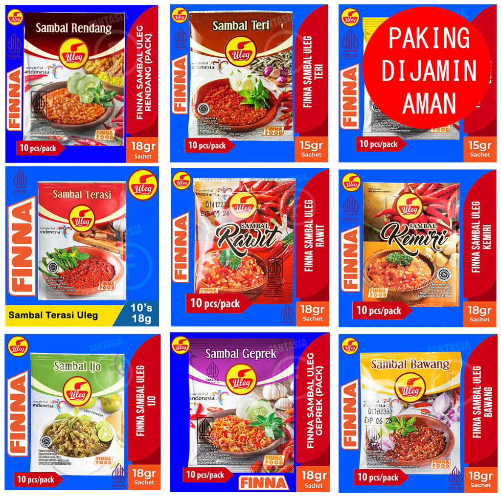 

Finna ANEKA Sambal Uleg FANTASIA (JUAL PER Pack ISI 10PCS) PAKING DIJAMIN AMAN