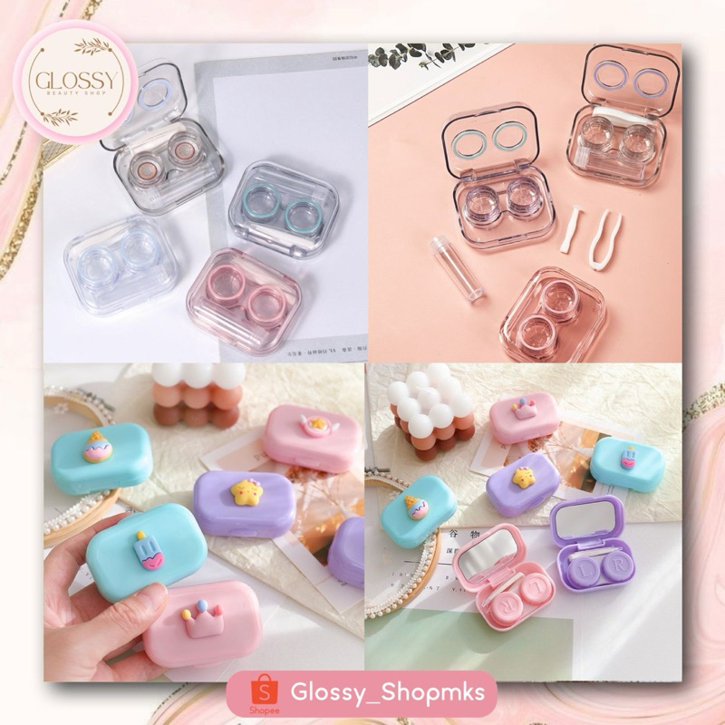 Softlens Case Bening Plastik Tempat Kontak Lensa + Penjepit + Tongkat Tempat Softlens Bening Satu Se