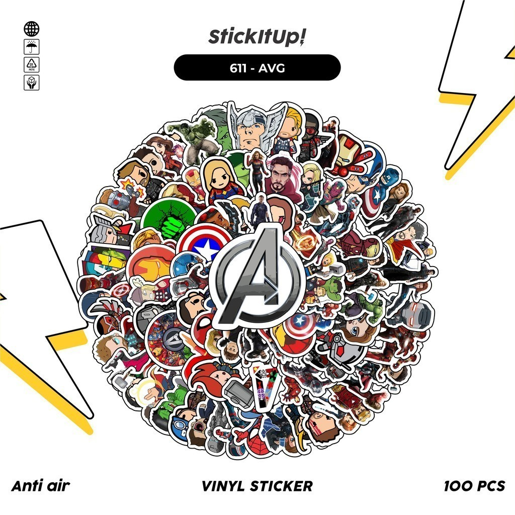 

COD✨ StickitUp 100 Pcs Stiker Pack Avengers Lucu Aesthetic Vynil Waterproof untuk Freebies Sticker Buku Journal Casing HP Laptop