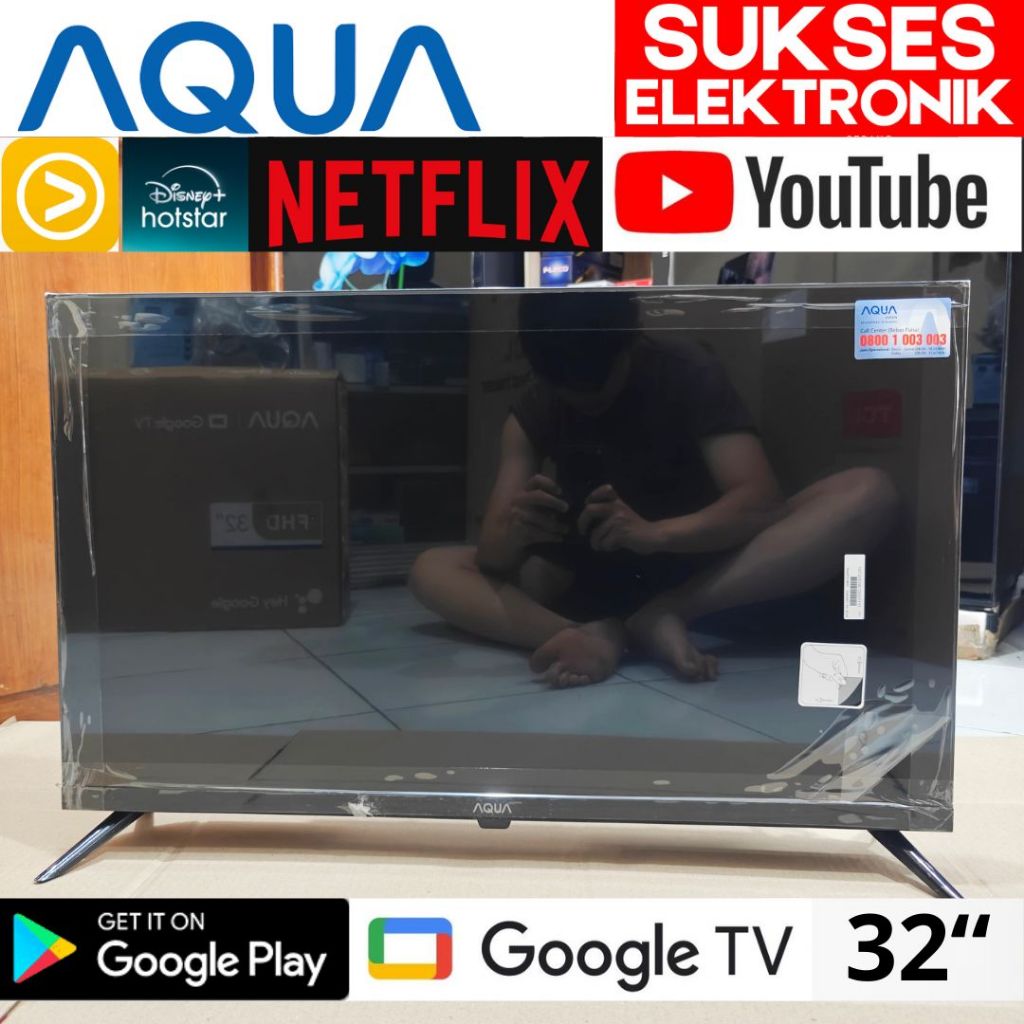LED ANDROID TV GOOGLE AQUA 32IN AQT-32K701AF 32 IN INCH INC SMART YOUTUBE WIFI DIGITAL