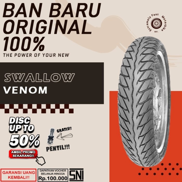 Ban Motor Matic Tubeles Swallow Venom Ring 16 Ban Motor Nouvo Skywave Hayate Tubles Sepasang Ring 16