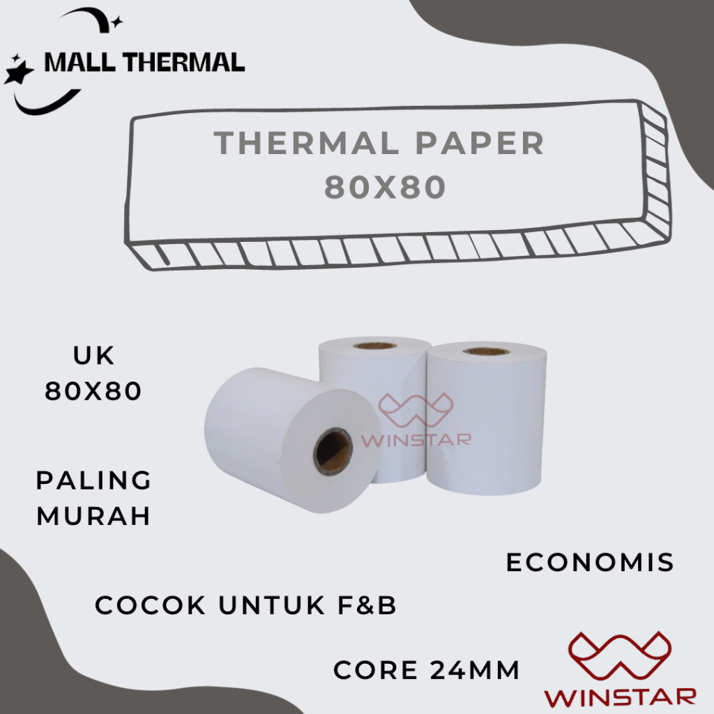 

KERTAS STRUK KASIR UK 80X80 MM THERMAL PAPER PARKIR 80 X 80 ECONOMIS