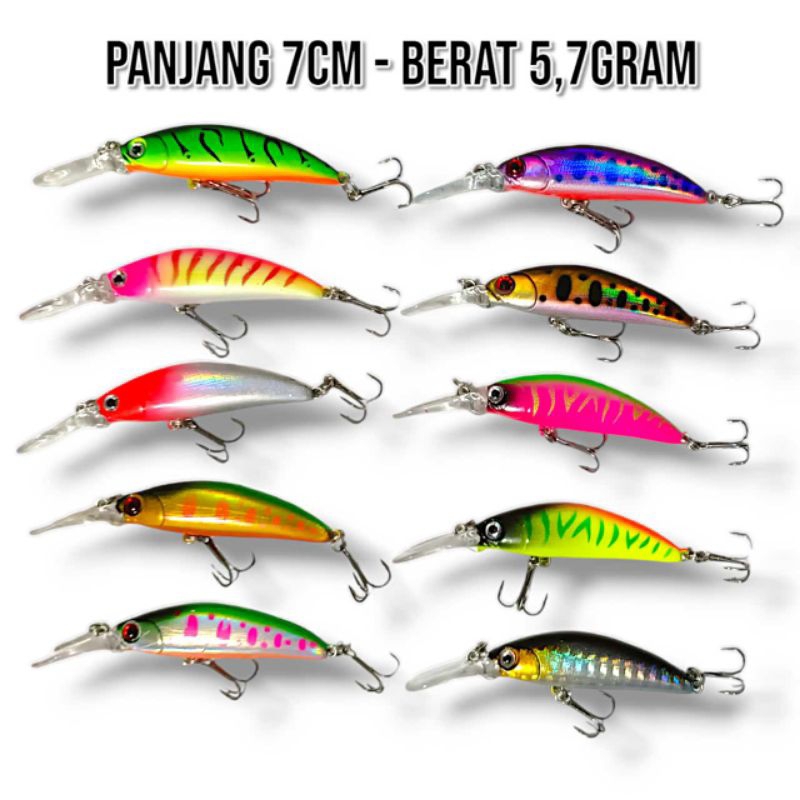 UMPAN CASTING MINNOW LIDAH PANJANG UKURAN 7CM 5,7GRAM