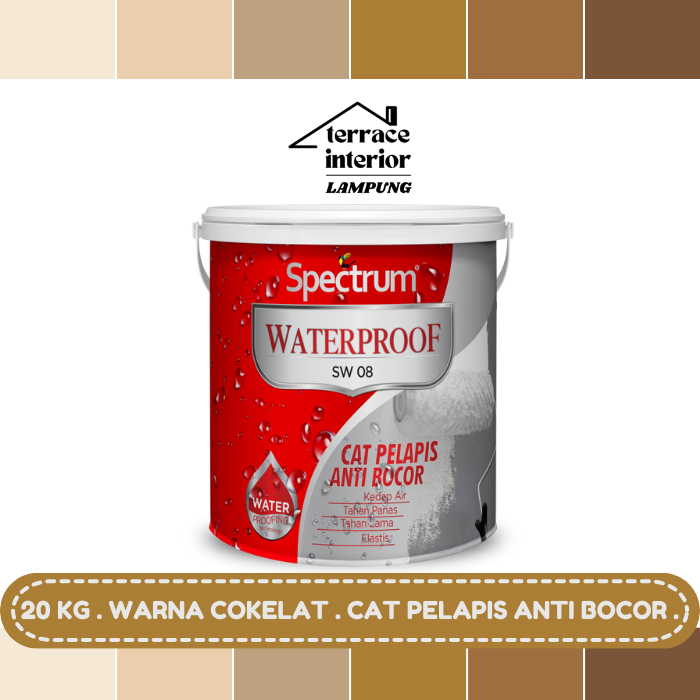 Cat Pelapis Anti Bocor Spectrum Waterproof Warna Cokelat 20 KG