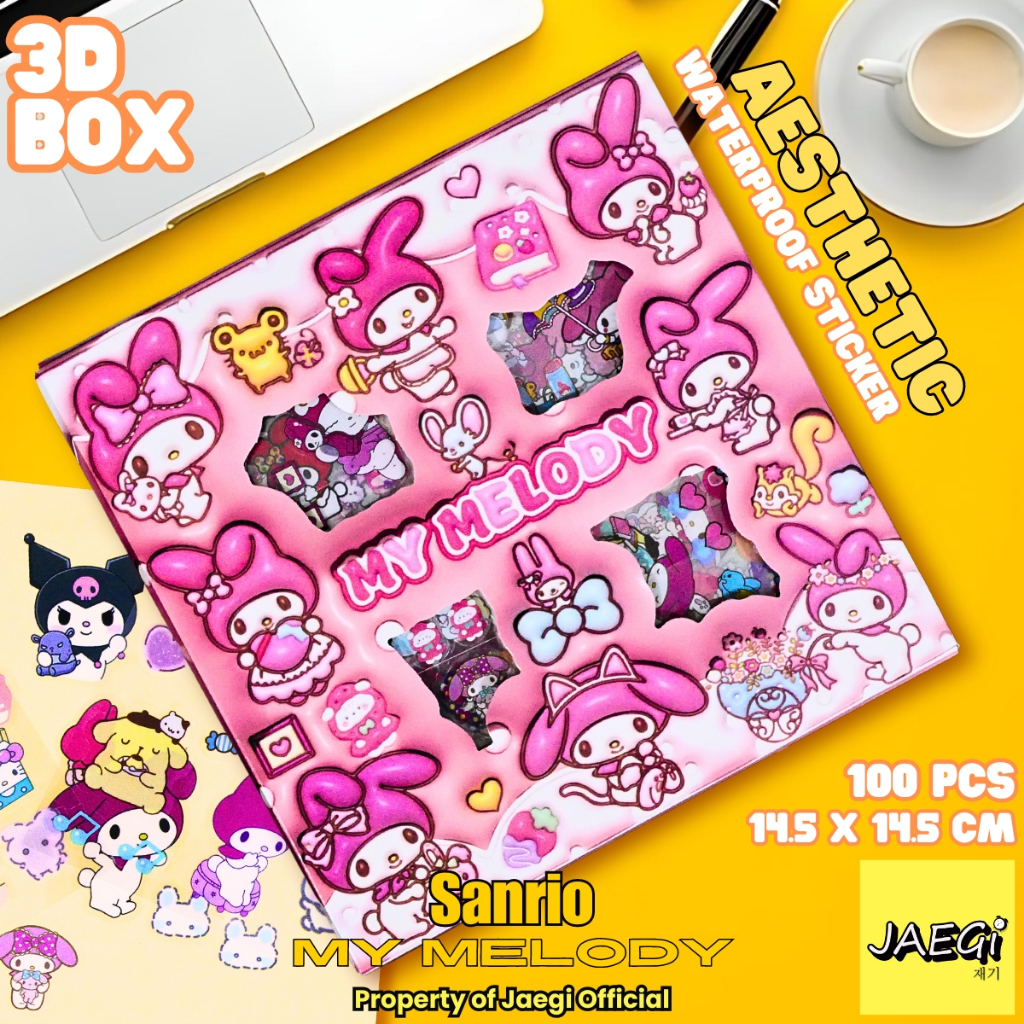 

JAEGi - Big 3D Melody Sanrio Sticker isi 100 Pcs Premium Waterproof