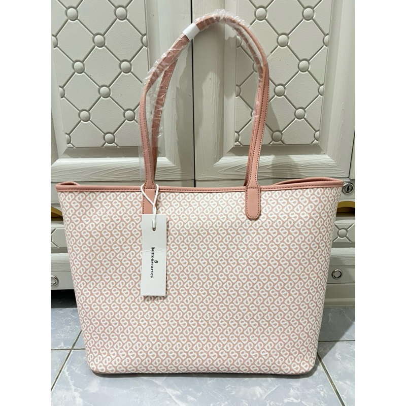 NEW IZZY CANVAS TOTE BAG BUTTONSCRAVES - PEACH