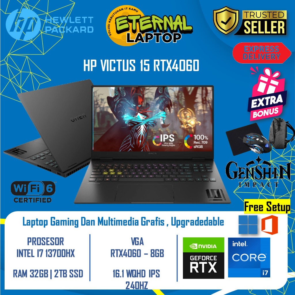 Laptop Gaming HP Omen 16 Intel i7 13700HX RTX4060-8GB Ram 32GB DDR5 2TB SSD WQHD IPS 240HZ Windows