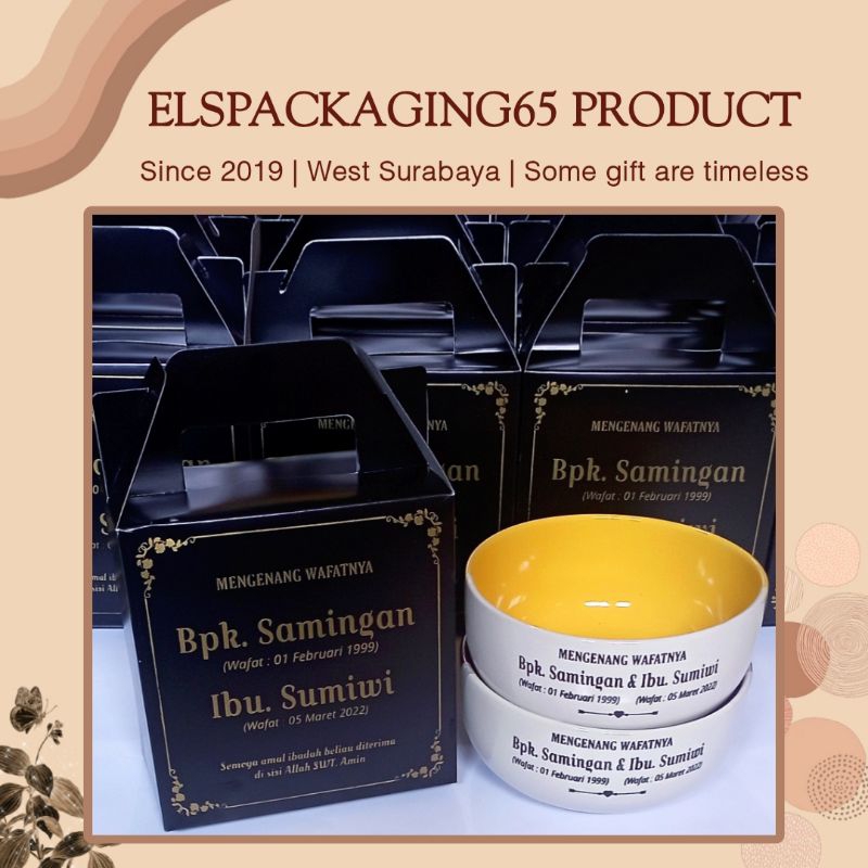 Souvenir Mangkok Twotone kemas Box Hitam Souvenir Mangkok Murah