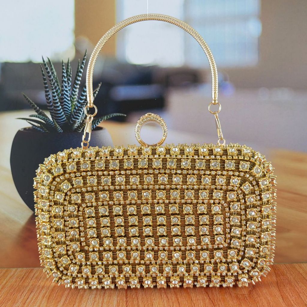 Tas Pesta Clutch Import Wanita Elegan Mewah Premium Tas Kondangan Kekinian Pengantin Kristal 705579