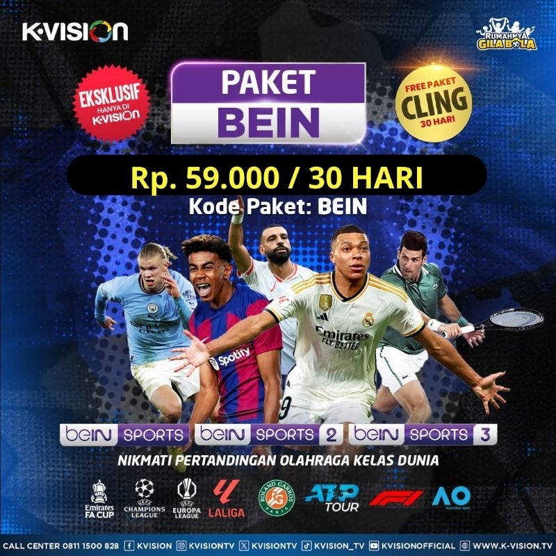 Voucher Paket BEIN SPORT K-Vision 30HARI Paket BEIN K-VISON GILA BOLA