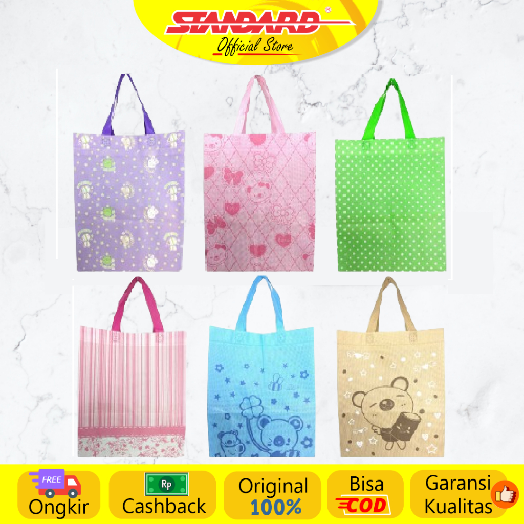 

Standard - Tote Bag Uk.38,2 x 26,3 cm / 3 Pcs ( Motif & Warna Campur )