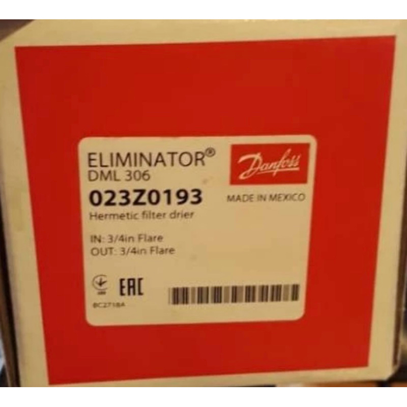 FILTER DRIER DANFOSS DML 306 | FILTER DRIER 3/4 INCH MODEL DRAT DANFOSS 023Z0193