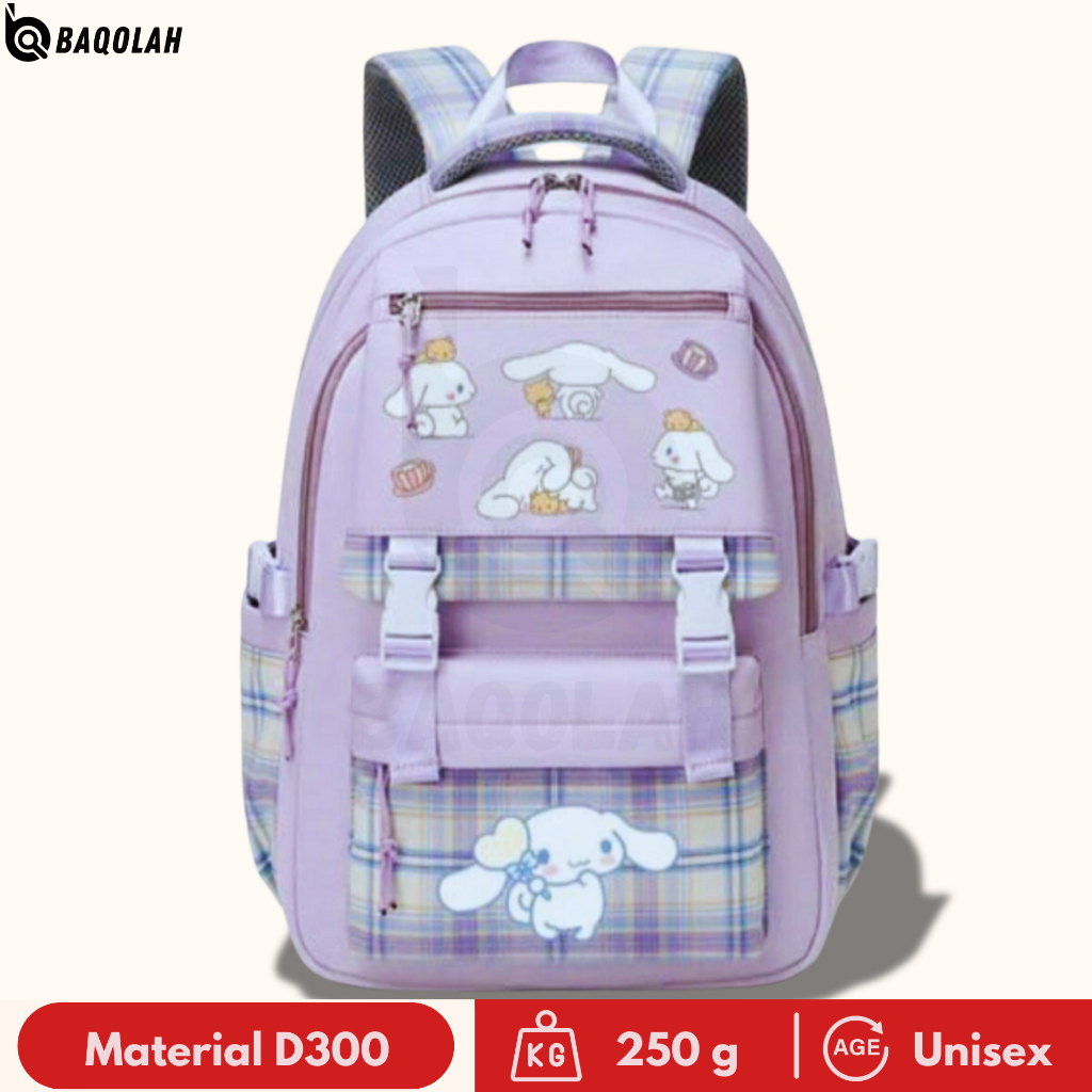 BAQOLAH Tas Ransel Anak Perempuan Cinnamoroll Warna Ungu SC033BQ