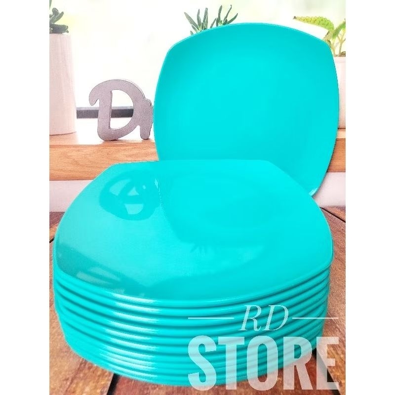 promo 12.pcs piring kotak persegi melamine polos