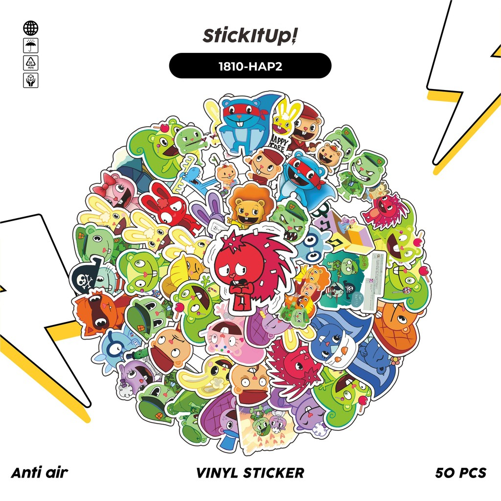 

COD✨ 50 Pcs Stiker Pack HAPPY TREE FRIENDS MIX 02 Lucu Aesthetic Vynil Waterproof untuk Freebies Sticker Buku Journal Casing HP Laptop