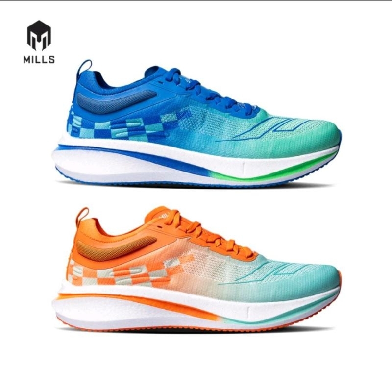 Mills –DYNAPLATE RUSH- GREEN BLUE ,TOSCA ORANGE -epatu lari /Running /Trail Run / Basket /BTS Futsal