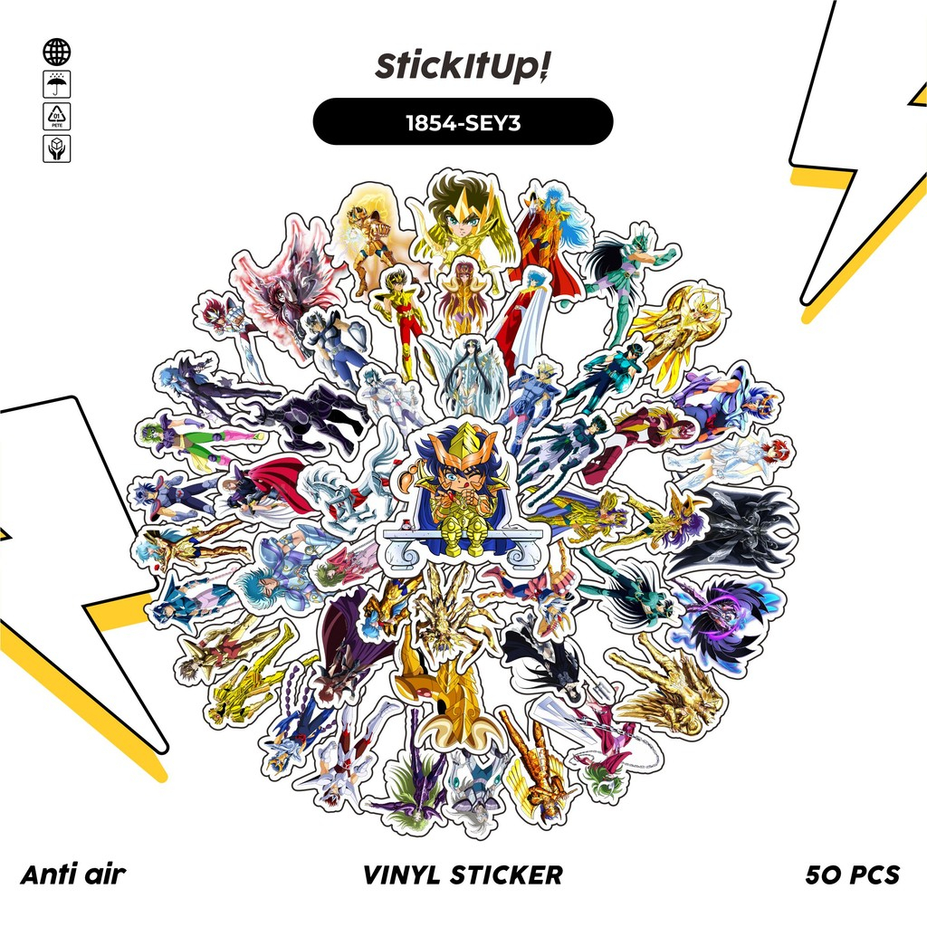 

COD✨ 50 Pcs Stiker Pack SAINT SEIYA CHAR MIX 03 Lucu Aesthetic Vynil Waterproof untuk Freebies Sticker Buku Journal Casing HP Laptop