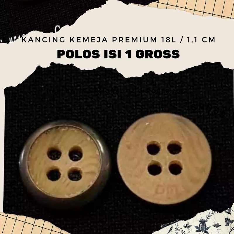 Kancing Baju Kemeja Premium Import Estetik Motif Kayu Polosan