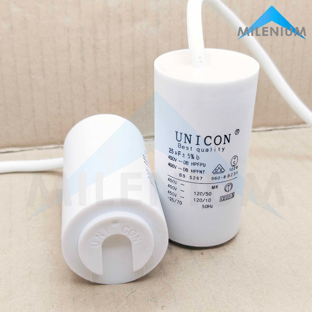 Kapasitor Mesin Cuci / Pompa Air Bulat UNICON 25 Mikro UF