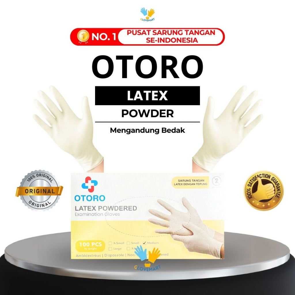 Sarung tangan karet OTORO LATEX POWDER / hand gloves latex / Sarung Tangan kesehatan /handscoon medi