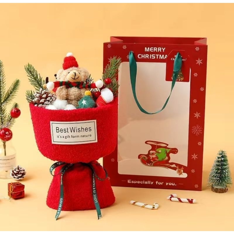 Buket Bunga natal + paper bag