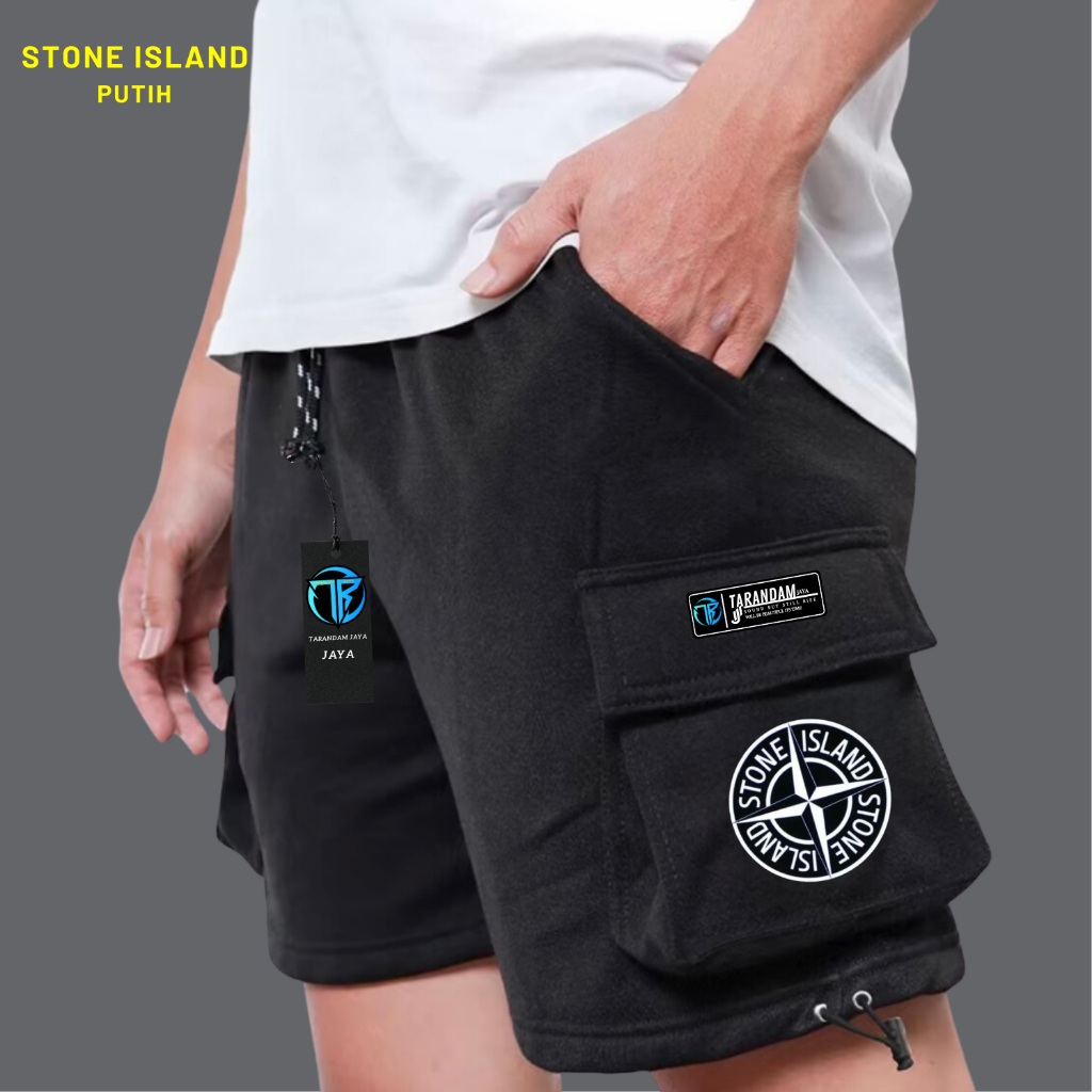 ( COD ) New Celana Cargo Pendek Pria Santai Stone Island Bahan Katun Fleece Adem Dan Lembut Terlaris