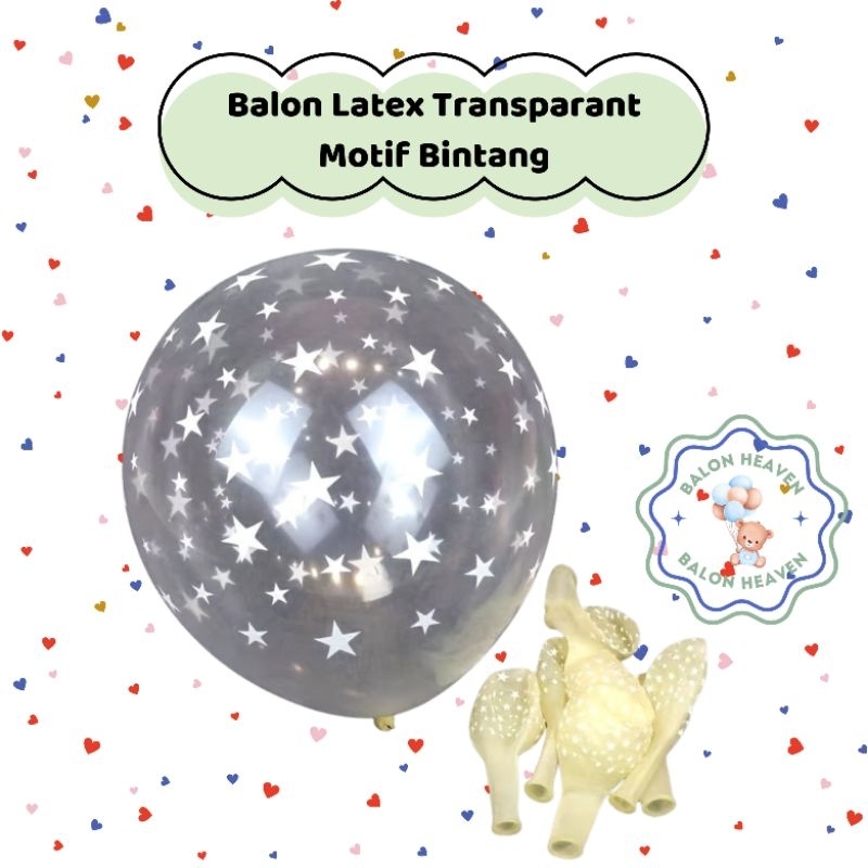 Balon Latex Transparan Motif Bintang