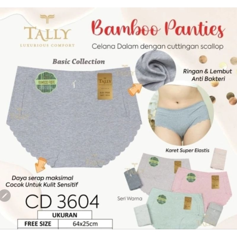 Celana dalam katun bambu Tally 3604 dengan cutting scallop