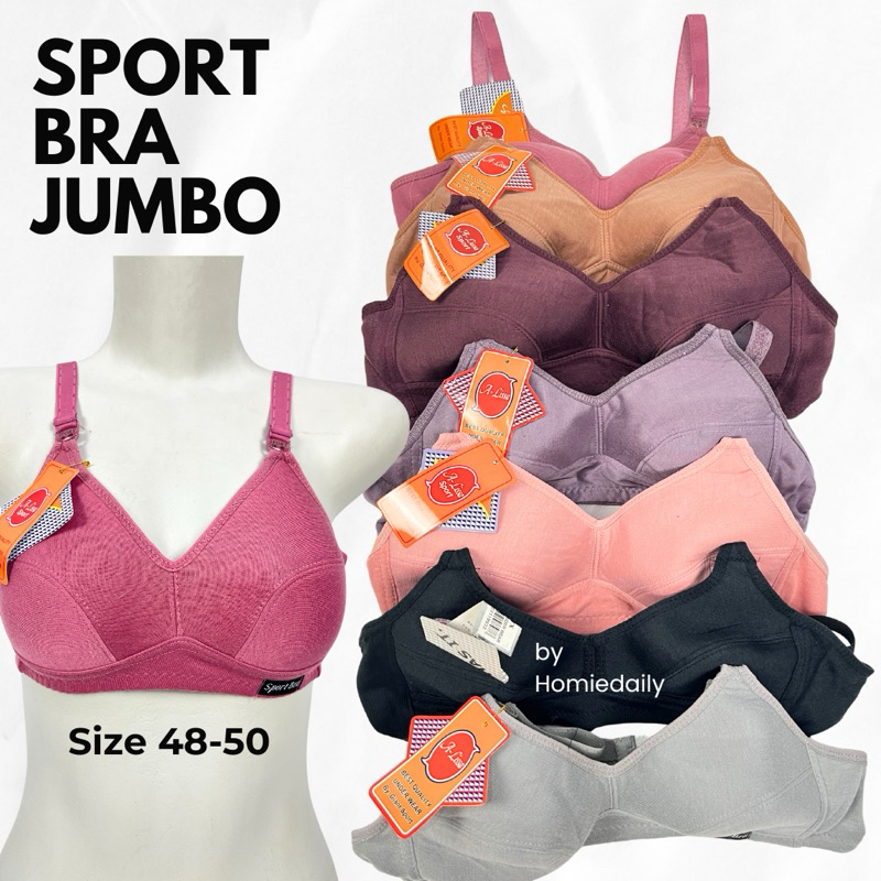 BH sport bra super jumbo big size 48 50 kait 3 tali besar katun spon tanpa kawat busa tipis ekstra c