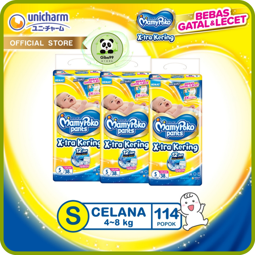 Mamypoko S38 | MamyPoko S-38 Tipe Celana | Mamypoko Celana S38 | Mamypoko S-38 (3 Ball)