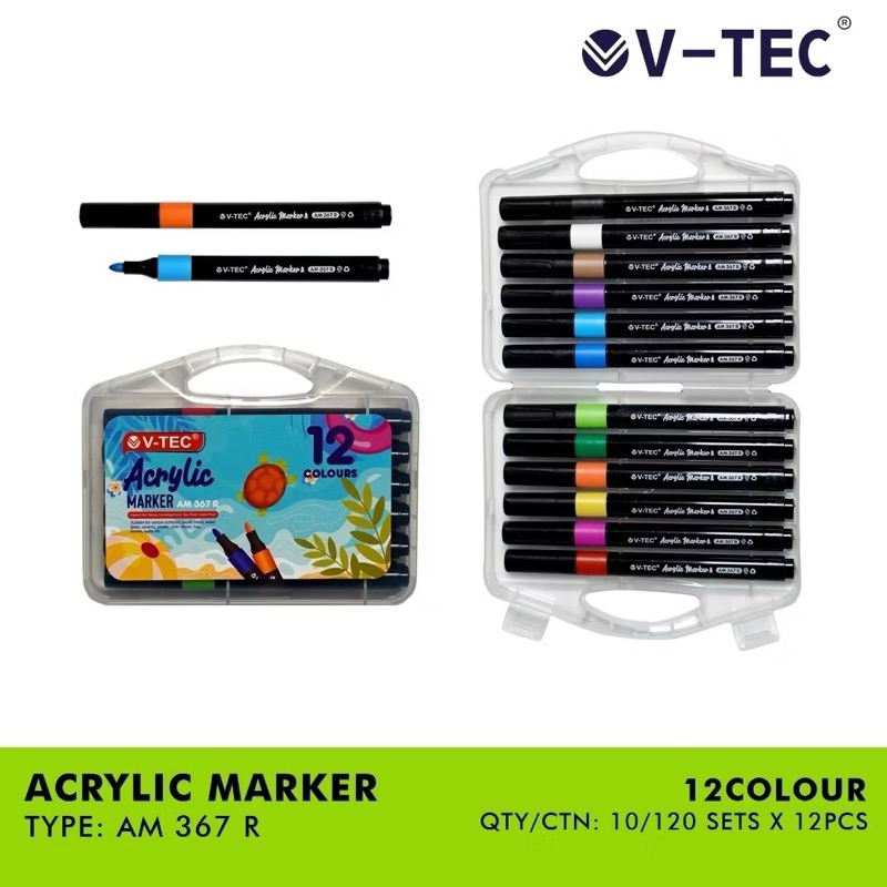 

V-tec Acrylic Marker AM 367 R 12 Warna